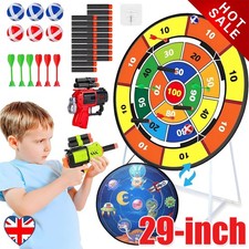 29" Kids Dart Board Set Double-Sided 6 Balls & 6 Safe Darts 2 Toy Guns  Outdoor.