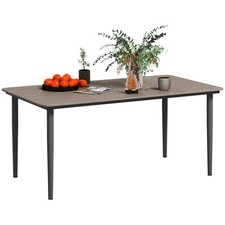 Outsunny Garden Table with Rust Resistant Metal Frame, Dark Grey
