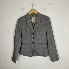 Jack Wills Moon Tweed Jacket Blazer Women's UK 10 Grey Wool Hacking Check