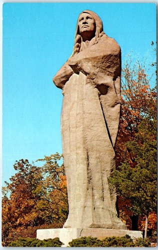 Postcard black hawk statue - postcard,