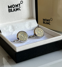 NWT Montblanc Silver Gold World Earth cufflinks