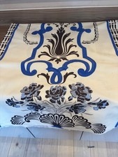 Designers Guild cotton curtain Fabric - dark brown & cobalt blue - 6 Metres