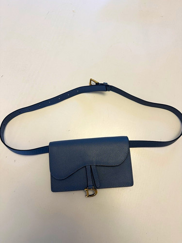 Dior blue pebbled - leather, belt