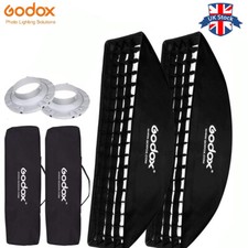 2PCS Godox 22x90cm Strip SoftBox Honeycomb Grid Softbox+Bowens Mount Speedring