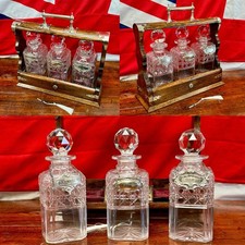 Stunning Silvered Solid Oak Edwardian Triple Decanter Tantalus c.1910