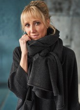 CASHMERE CHARCOAL SCARF Thick Shawl Travel Wrap Handmade Natural Cashmere Soft