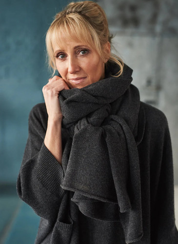 Cashmere charcoal scarf thick - cashmere,