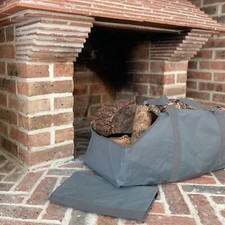 Set of 2 Canvas Log Carrier French Grey Bag Tote Wood Waterproof Double Handled