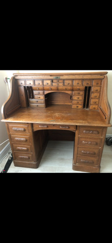 Antique oak roll - roll, desk