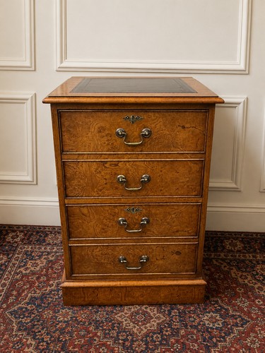 Antique burr oak two drawer - oak,