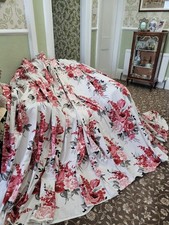 Pair Of Bespoke Laura Ashley Cassis Roses Curtains, Each 254cm Wide x 201cm Drop