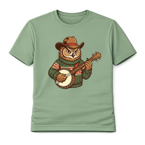 Owl playing banjo vintage - playing,