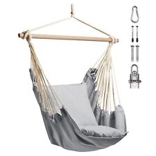 Hanging Chair Outdoor, Grey Garden Swing Seat with Attachments, VonHaus