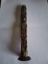 Hard Plastic Wood Effect Unusual Totem Pole Approximately 20cm Tall Toy Tiki