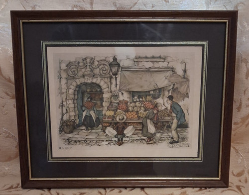 Vintage framed print titled