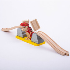 Bigjigs Wooden Bridge Dinosaur TRex Bursting Bridge Train Track Accessories Set