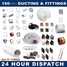 6" 150mm Plastic Round Kitchen Ducting Ventilation Duct Pipe Tube Extractor Fan