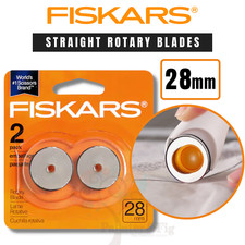 Fiskars 28mm Straight Rotary Cutter Replacement Blades, 2 Pack, Stainless Steel