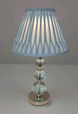 Laura Ashley Glass and polished nickel table lamp with blue pleated shade