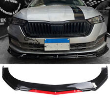 For Skoda Octavia RS Front Bumper Lip Splitter Spoiler Gloss Black Red Body Kit