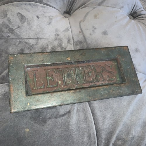 Antique large brass letterbox - antique,