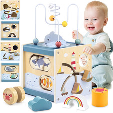 Wooden Activity Cube Baby Toys