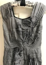 CHRISTIAN DIOR JOHN GALLIANO Light VINTAGE SILK Houndstooth Dress 4 US / 8 UK