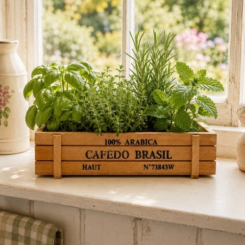 Mini rustic wooden herb - rustic,