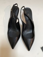 Dolce & Gabbana Shoes Black Leather Slingback Heels Pumps Sandals 37.5 NEW