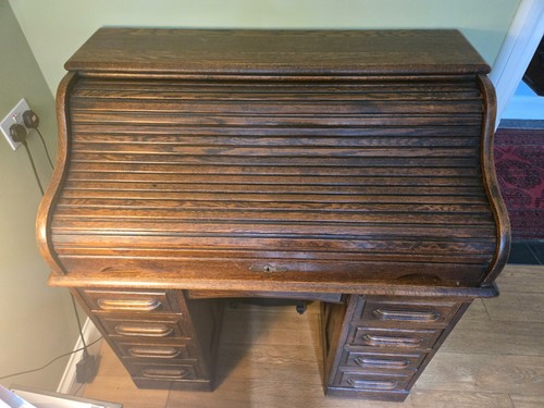 Edwardian mid oak roll top - edwardian,
