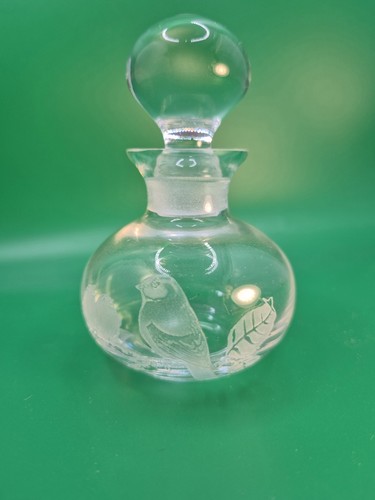 Vintage etched glass perfume - glass,