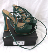 EGO' BN BOXED EMERALD GREEN TIE UP THE LEG 5" HEEL STRAPPY SANDALS SHOES SIZE 6