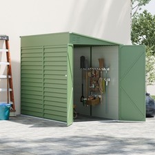 Metal Garden Shed Outdoor Storage Lean to Pent Tools House with 2 Doors 4.6X9FT