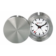 Mondaine MSM64410 NEW Alarm Clock Stainless Steel Analog Official Swiss Railways