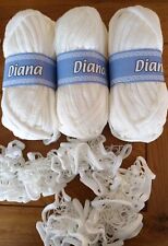 3 X Fabulous Cream LACY RUFFLE SCARF OR TRIM Yarn. Knit Or Crochet. New Balls