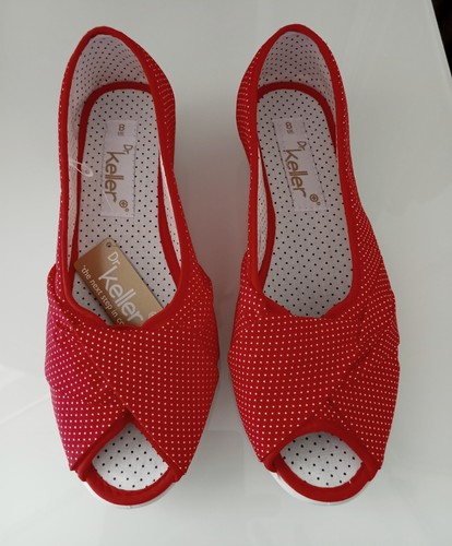 Keller red white peep toe - keller,
