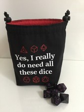 Dice Bag - Need all these dice - Square - Freestanding - Reversible RPG D&D TCG
