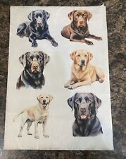 Rice Paper for Decoupage, Assorted LABRADORS A4 Laser Printed 6 Images on Sheet