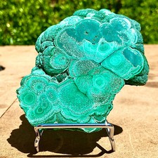 259G Natural green malachite crystal block polished quartz pattern specimen