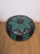 Vintage Oriental Ottoman Pouffe Footstool Black Green 60s- 70s Style Decor Retro
