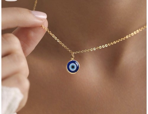 Evil eye necklace - "evil, gold