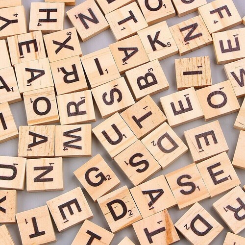 100 wooden scrabble tiles - wooden,