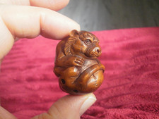 Hand Carved boxwood netsuke of