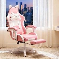 Pink Gaming Chair with Cat