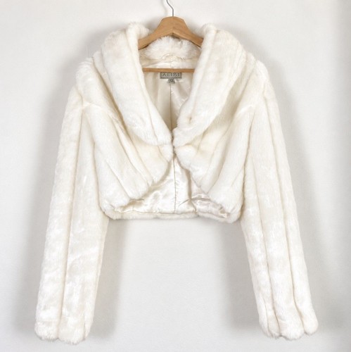 Vintage white faux fur bolero - vintage,