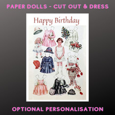 Personalised Paper Dolls Birthday Plantable Seed Cut Out Grandaughter Daughter