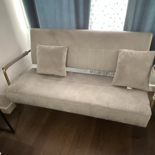 Beige velvet seater sofa - velvet,