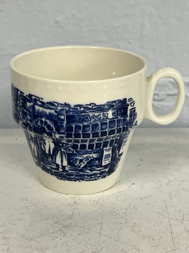 Blue transferware coaching - transferware,