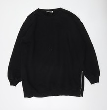 Mint Velvet Women Black XL Pullover Sweatshirt with Side Zip