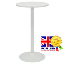 1m Tall Round White Wooden Bar Table - Kitchen Breakfast Dining Bistro Wood
